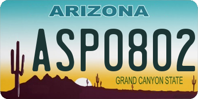 AZ license plate ASP0802