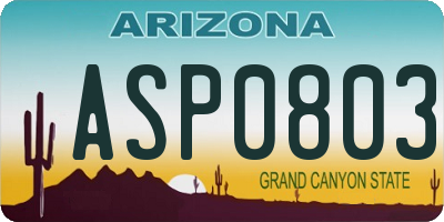 AZ license plate ASP0803