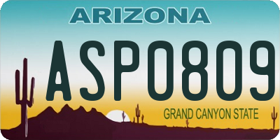 AZ license plate ASP0809