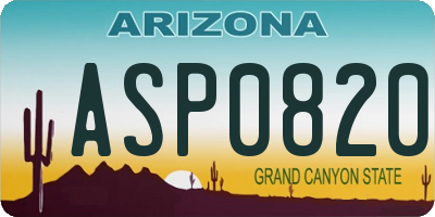 AZ license plate ASP0820