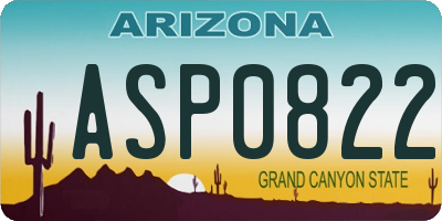 AZ license plate ASP0822