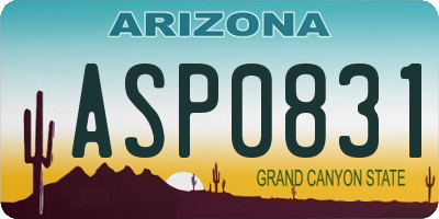 AZ license plate ASP0831