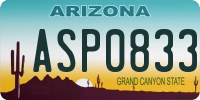 AZ license plate ASP0833