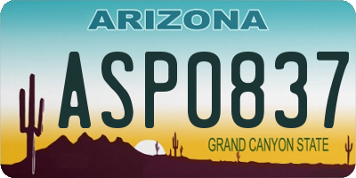 AZ license plate ASP0837