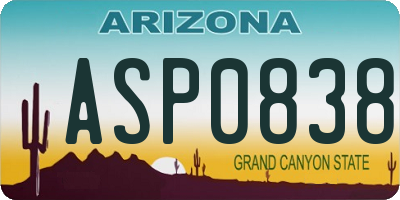 AZ license plate ASP0838