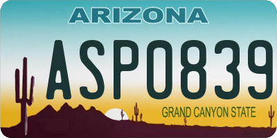 AZ license plate ASP0839