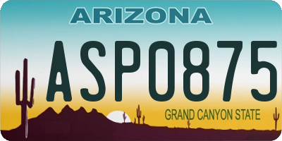 AZ license plate ASP0875