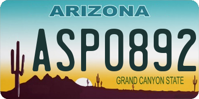 AZ license plate ASP0892