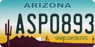 AZ license plate ASP0893