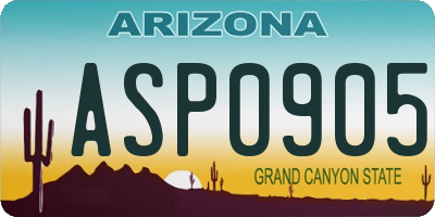 AZ license plate ASP0905