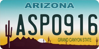 AZ license plate ASP0916