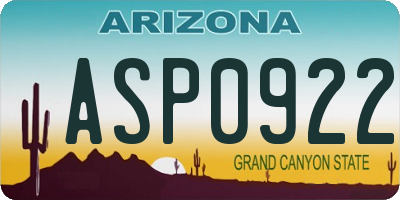 AZ license plate ASP0922