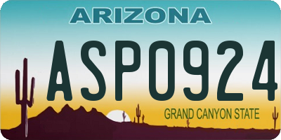 AZ license plate ASP0924