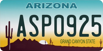 AZ license plate ASP0925