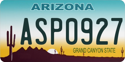 AZ license plate ASP0927