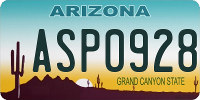 AZ license plate ASP0928