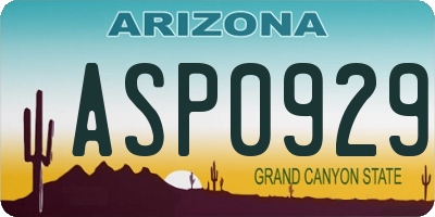 AZ license plate ASP0929