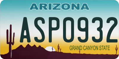 AZ license plate ASP0932