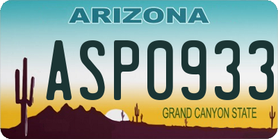 AZ license plate ASP0933