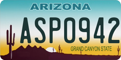 AZ license plate ASP0942