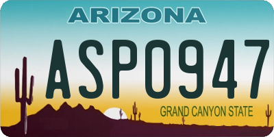 AZ license plate ASP0947