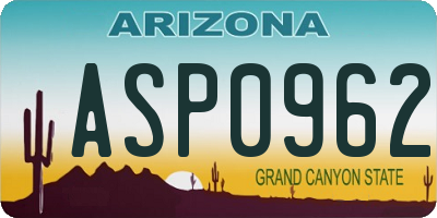 AZ license plate ASP0962