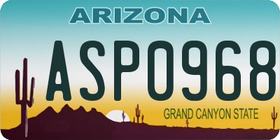 AZ license plate ASP0968