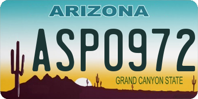 AZ license plate ASP0972