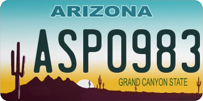 AZ license plate ASP0983