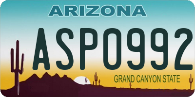 AZ license plate ASP0992