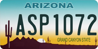 AZ license plate ASP1072