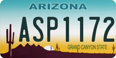AZ license plate ASP1172