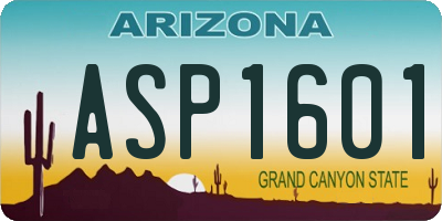 AZ license plate ASP1601
