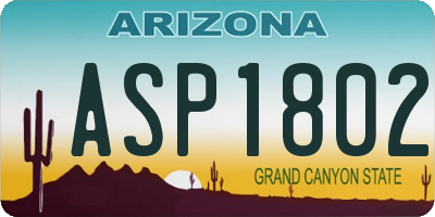 AZ license plate ASP1802