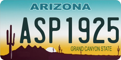 AZ license plate ASP1925