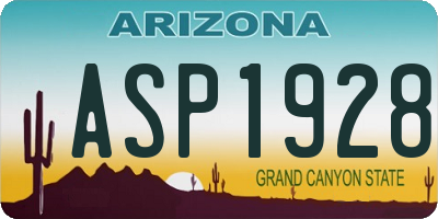 AZ license plate ASP1928