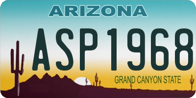 AZ license plate ASP1968