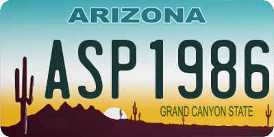 AZ license plate ASP1986