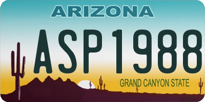 AZ license plate ASP1988