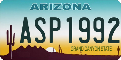 AZ license plate ASP1992