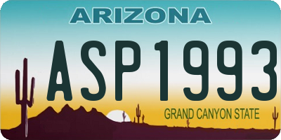 AZ license plate ASP1993