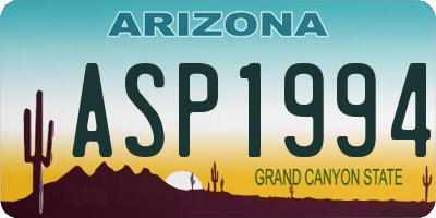 AZ license plate ASP1994