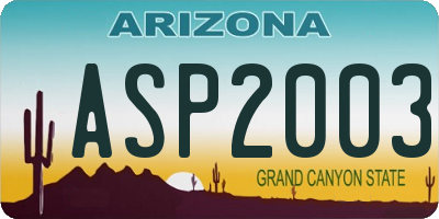 AZ license plate ASP2003