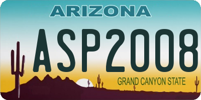 AZ license plate ASP2008