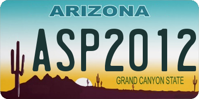 AZ license plate ASP2012