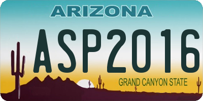 AZ license plate ASP2016