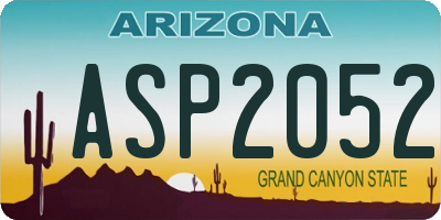 AZ license plate ASP2052