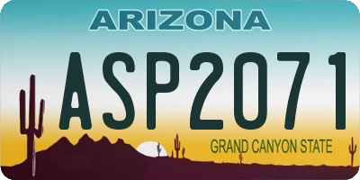 AZ license plate ASP2071