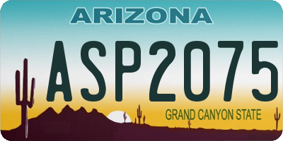 AZ license plate ASP2075
