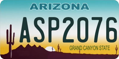 AZ license plate ASP2076